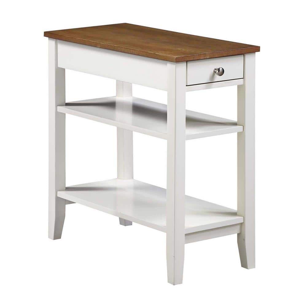 Driftwood and White Rectangular Chairside End Table with Storage