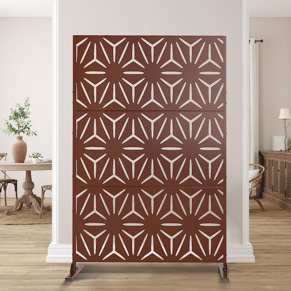 Lirago Freestanding Outdoor Rust Color Weatherproof Screen