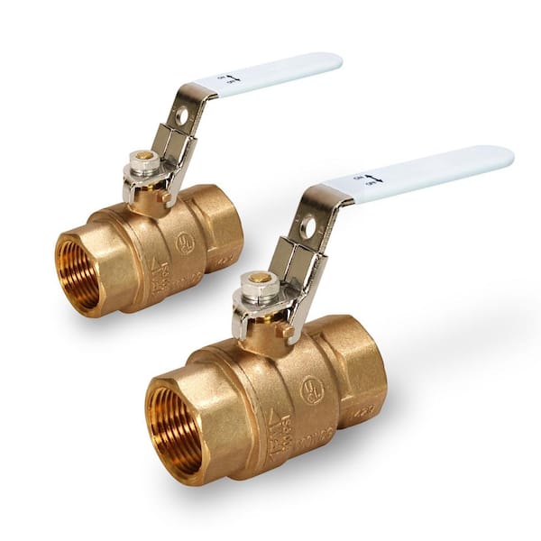 PLUMBFLEX 2 in. FIP x 2 in. FIP Premium Brass Full Port Ball Valve with Lock Handle (2-Pack)