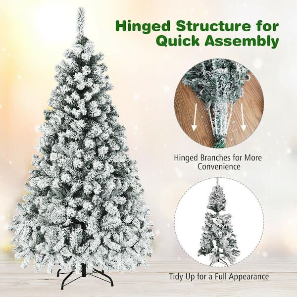 Gymax 6 ft. Pre-lit Snow Flocked Artificial Christmas Tree with Multi-Color  LED Lights GYM08507 - The Home Depot