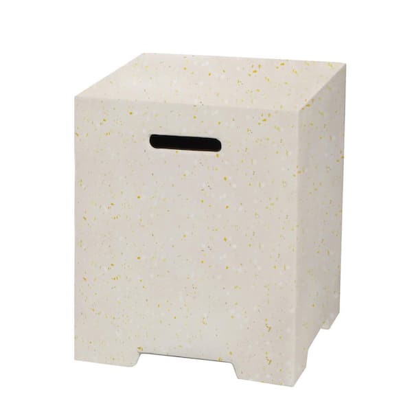 16in.x 16in. Outdoor Patio Terrazzo Propane Tank Cover Table for Hiding Gas tank in Beige