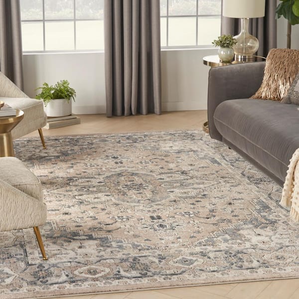 Concerto Beige Grey 9 ft x 12 ft Persian Medallion Area Rug