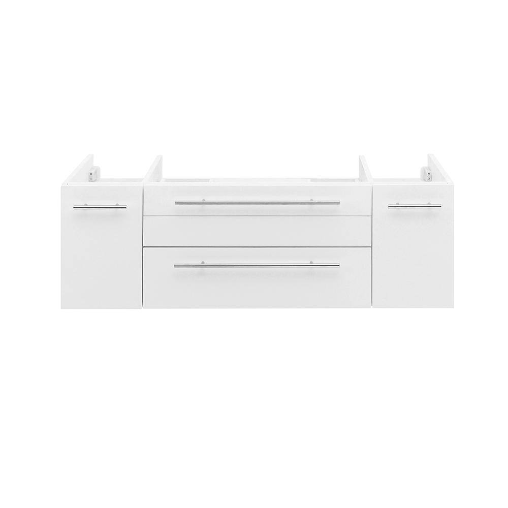 Lucera 48" White Wall-Mount Double Vessel Sink Vanity Base