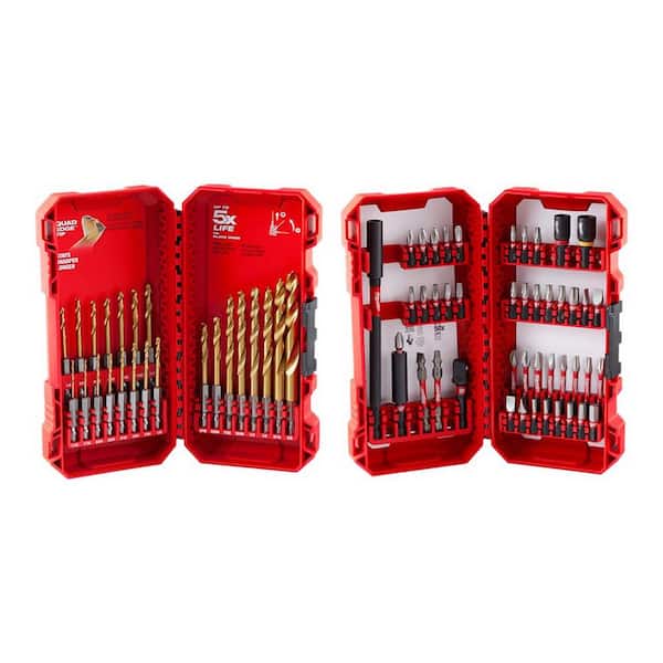 SHOCKWAVE Impact Duty Titanium Twist Drill Bit Set with SHOCKWAVE Impact Duty Alloy Steel Screw Driver Bit Set(68-Piece)