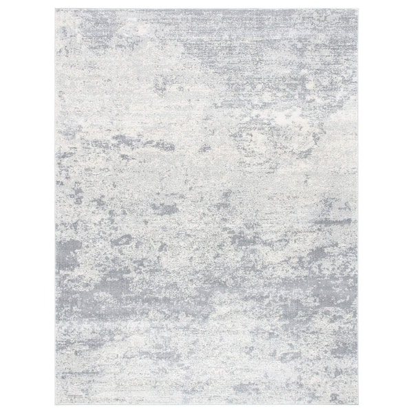 Unbranded Gray Polypropylene 8 ft. x 10 ft. Abstract Indoor Area Rug