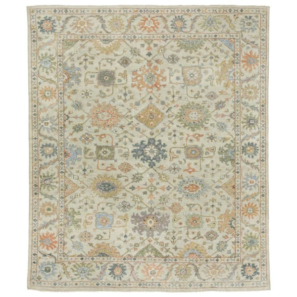 10 ft. x 14 ft. Beige, Green Oriental Washable Area Rug