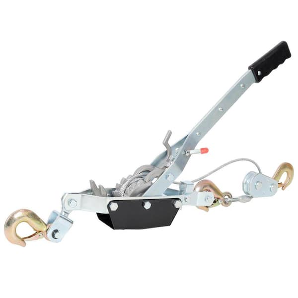 Silver Steel 2 T Double Gears Ratchet System Hand Winch Puller with 3 Hooks and 12 ft. Cable for Easy Hand Pulling