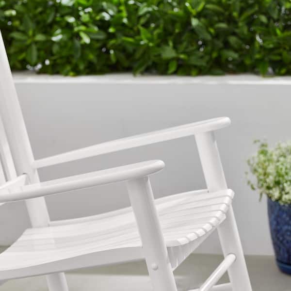 Hampton Bay Patio White Wood Outdoor Rocking Chair Rocker-04 - The Home ...