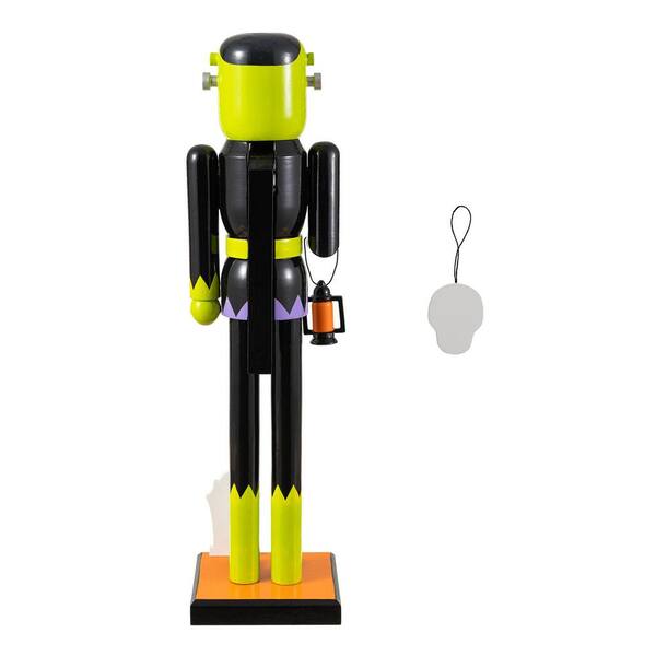 Glitzhome 18 in. H Halloween Wood Frankenstein with Ornament