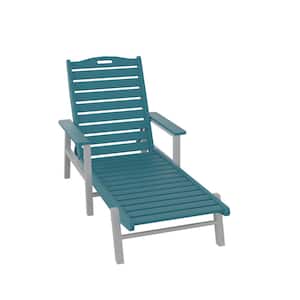 HDPE Adirondack Adjustable Back Outdoor Lounge Chair in Blue
