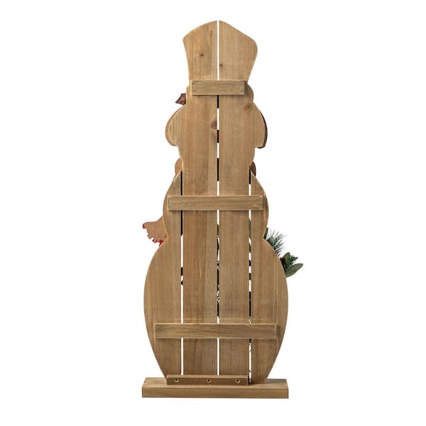 Glitzhome 36 in. H Christmas Wooden/Metal Snowman Porch