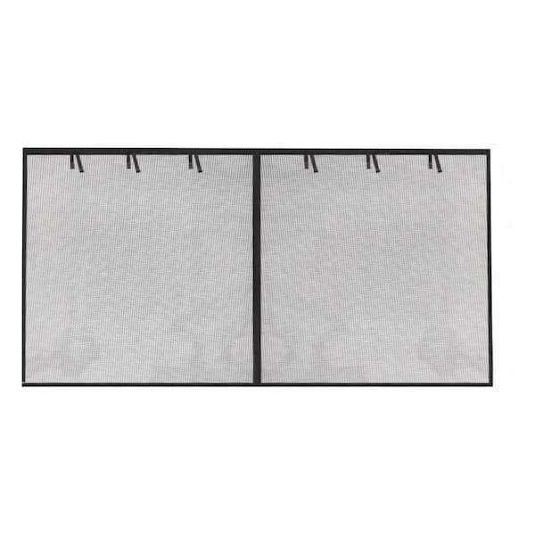 16 ft. x 7 ft. Fiberglass Durable Magnetic Garage Privacy Screen Doors with 6 Roll Up Starps for Patio Outdoor, Black