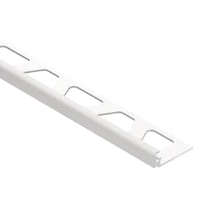 Jolly Matte White Textured Color-Coated Aluminum 0.375 in. x 98.5 in. Metal L-Angle Tile Edge Trim