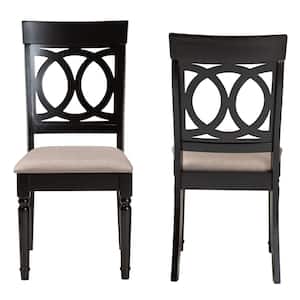 Lucie Sand and Dark Brown Fabric Dining Chair (Set of 2)