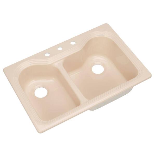 Thermocast Breckenridge Drop-In Acrylic 33 in. 3-Hole Double Bowl Kitchen Sink in Candle Lyte