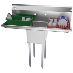 44 in. Freestanding Stainless Steel 1 Compartment Commercial Sink with Drainboard