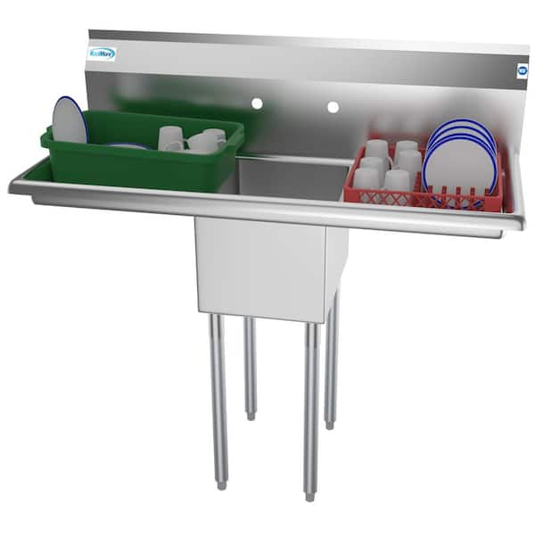 Koolmore 44 in. Freestanding Stainless Steel 1 Compartment Commercial Sink with Drainboard