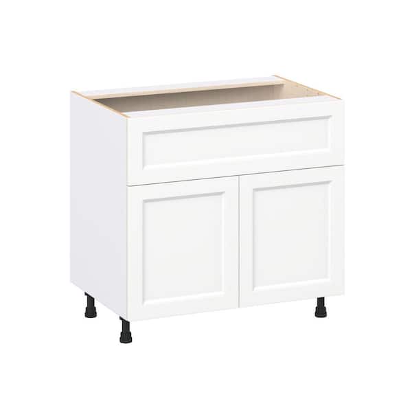 Laramie 36 in. W x 24 in. D x 34.5 in. H Assembled Base Kitchen Cabinet in Painted Bright White with 10 in. Drawer