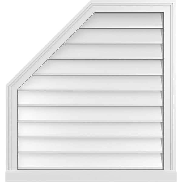 Ekena Millwork 30 in. x 32 in. Octagonal Surface Mount PVC Gable Vent: Decorative with Brickmould Sill Frame