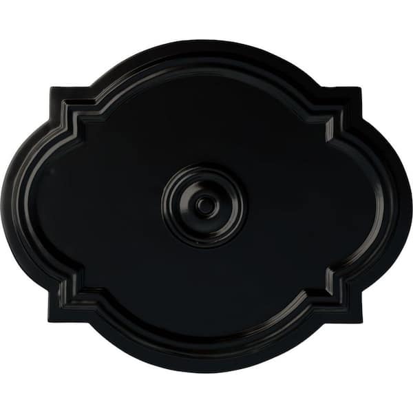 Ekena Millwork 1" x 21-1/4" x 17-3/8" Polyurethane Waltz Ceiling Medallion, Hand-Painted Jet Black