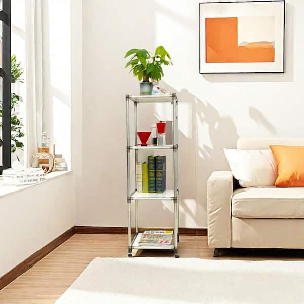 4-Tier Heavy Duty Stainless steel Storage Shelving Unit, 100 lbs./Shelf for Indoor/Outdoor Organization in White