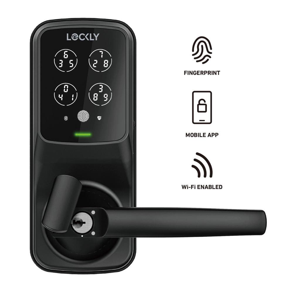 farvning Temerity Resonate Lockly Secure Pro Matte Black Smart WiFi Mobile app-controlled Lever Latch,  3D Fingerprint, Keypad, works with Hey Google/Alexa PGD 628W MB - The Home  Depot