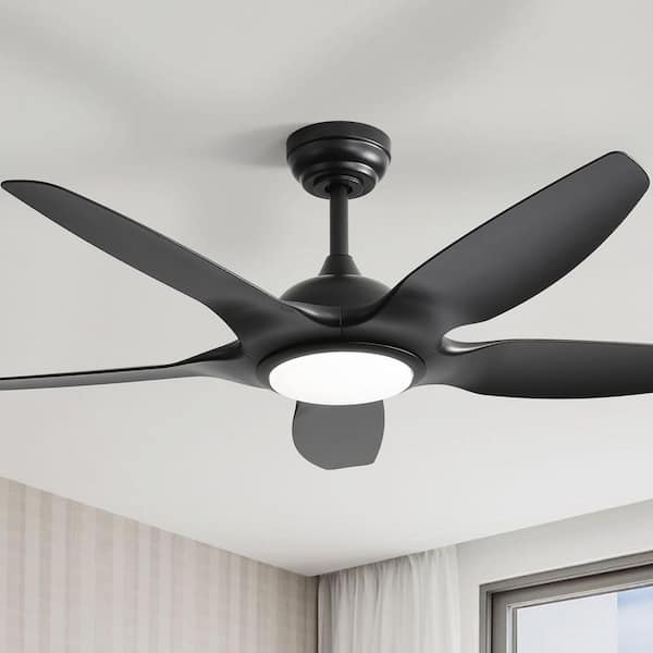 CACI Mall 48 in. Indoor/Outdoor 6-Speed Black Ceiling Fan with Adjustable White Integrated LED Light and Remote Control