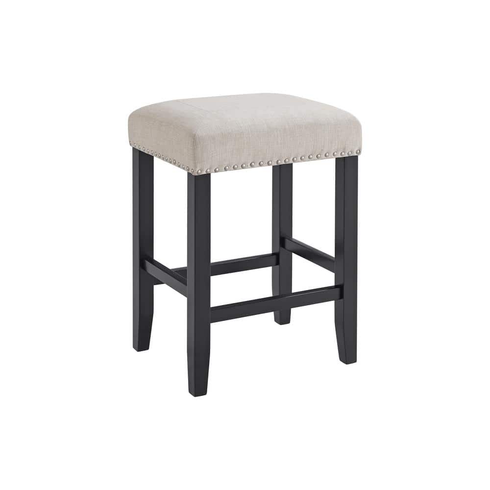 Sable Backless 25 in. Black Frame Counter Height Stools with Upholstered Se