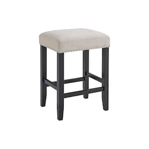 Sable Backless 25 in. Black Frame Counter Height Stools with Upholstered Seat (Set of 2)