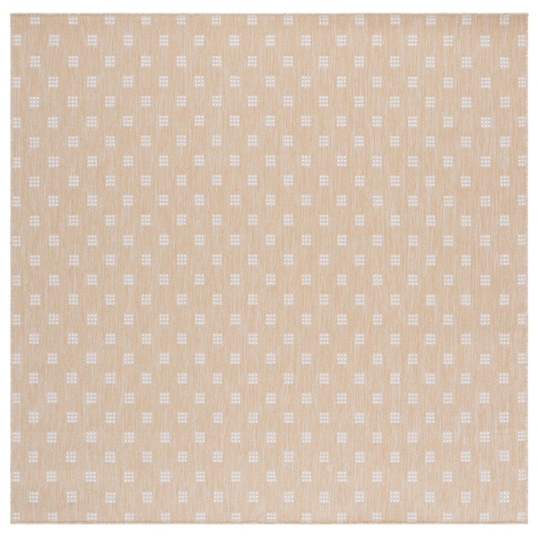 SAFAVIEH Terrace Beige/Ivory 7 ft. x 7 ft. Spotted Solid Square Indoor/Outdoor Area Rug