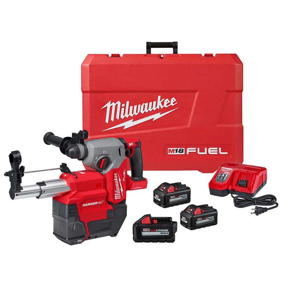 Milwaukee M18 FUEL ONE-KEY 18V Lithium-Ion Brushless Cordless in.  SDS-Plus Rotary Hammer W/Dust Extractor Kit 6.0Ah Battery  2914-22DE-48-11-1865 The Home Depot