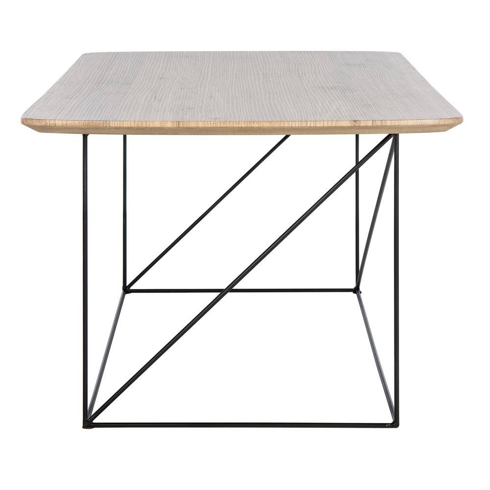Transitional Taupe and Black Rectangular Coffee Table with Iron Legs