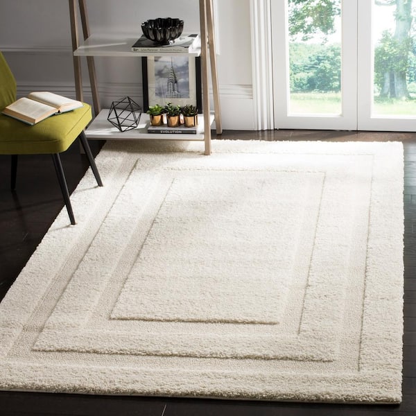 Florida Shag Cream 9 ft. x 12 ft. Border Area Rug