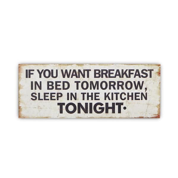 HomeRoots 23.75 in. x 9 in. White, Black If You Want Breakfast Wood Wall Art 1-Piece