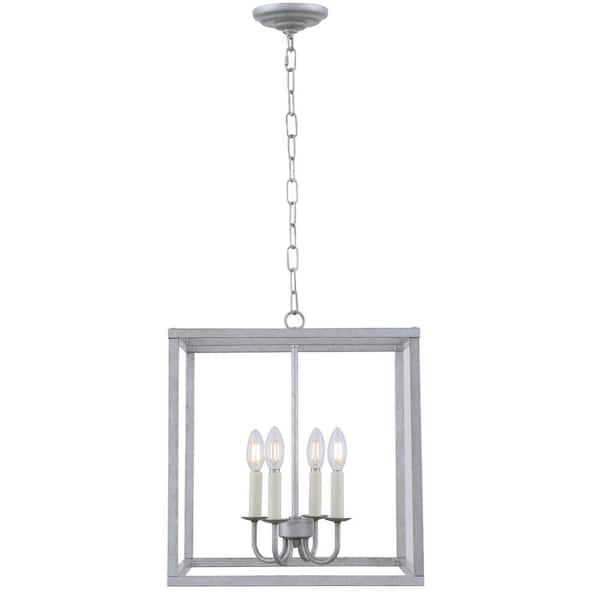 Unbranded Timeless Home Ethan 16 in. W x 17.8 in. H 4-Light Vintage Silver Pendant