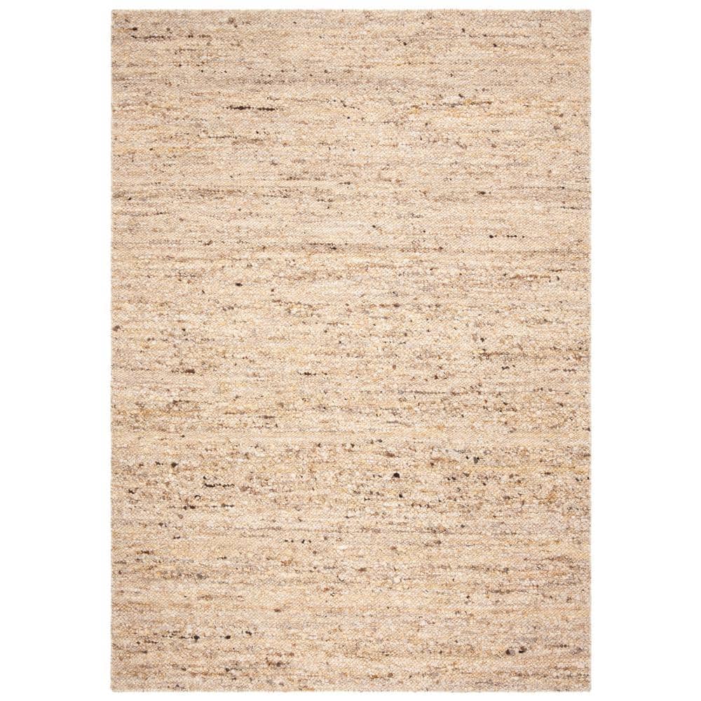 Beige Handwoven Wool Rectangular Area Rug 5' x 8'