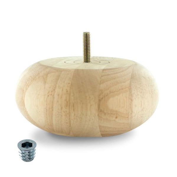 American Pro Decor 2-1/2 in. x 5-1/2 in. Unfinished Solid Hardwood Round Bun Foot