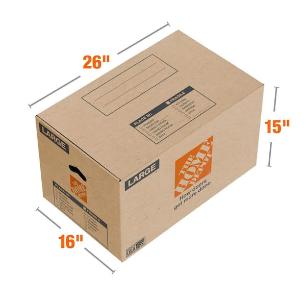26 in. L x 16 in. W x 15 in. D Large Moving Shipping and Packing Box with Handles