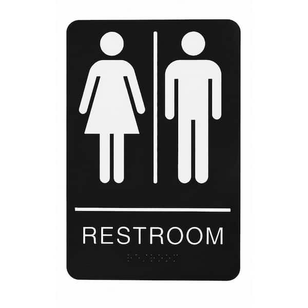 1-Pack Rectangular Acrylic Self-Stick ADA Braille Unisex Restroom Door Sign with Double Sided 3M Tape