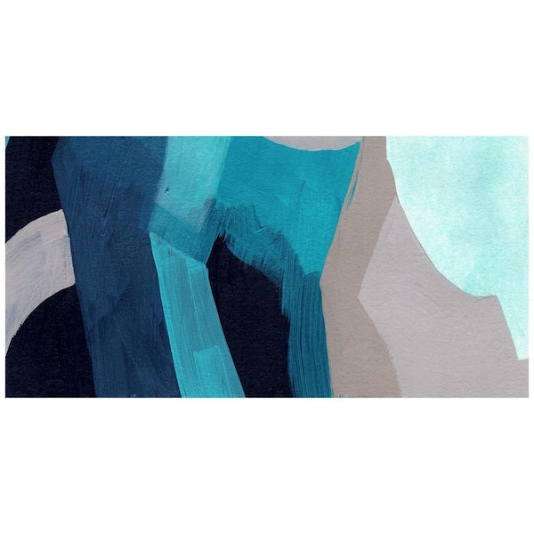 "Puzzle Blues A" Unframed Free Floating Tempered Glass Panel Graphic Wall Art Print 72 in. x 36 in.