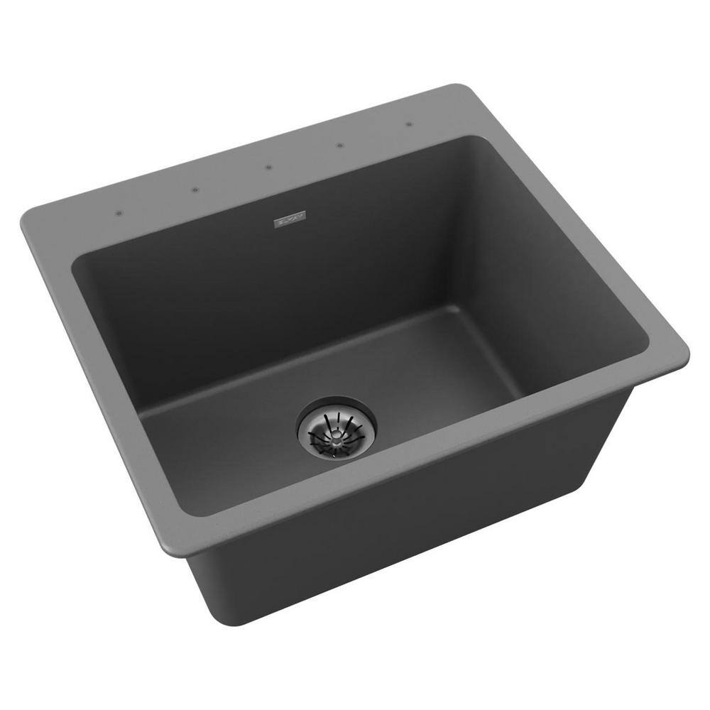 Elkay Quartz Classic Quartz 22 in. W x 25 in. D Single Bowl Dropin Laundry Sink in Dusk Gray