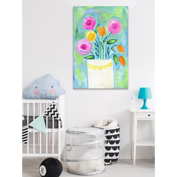 Unbranded 45 in. H x 30 in. W "Flowers White Vase" by Marmont Hill Printed Canvas Wall Art