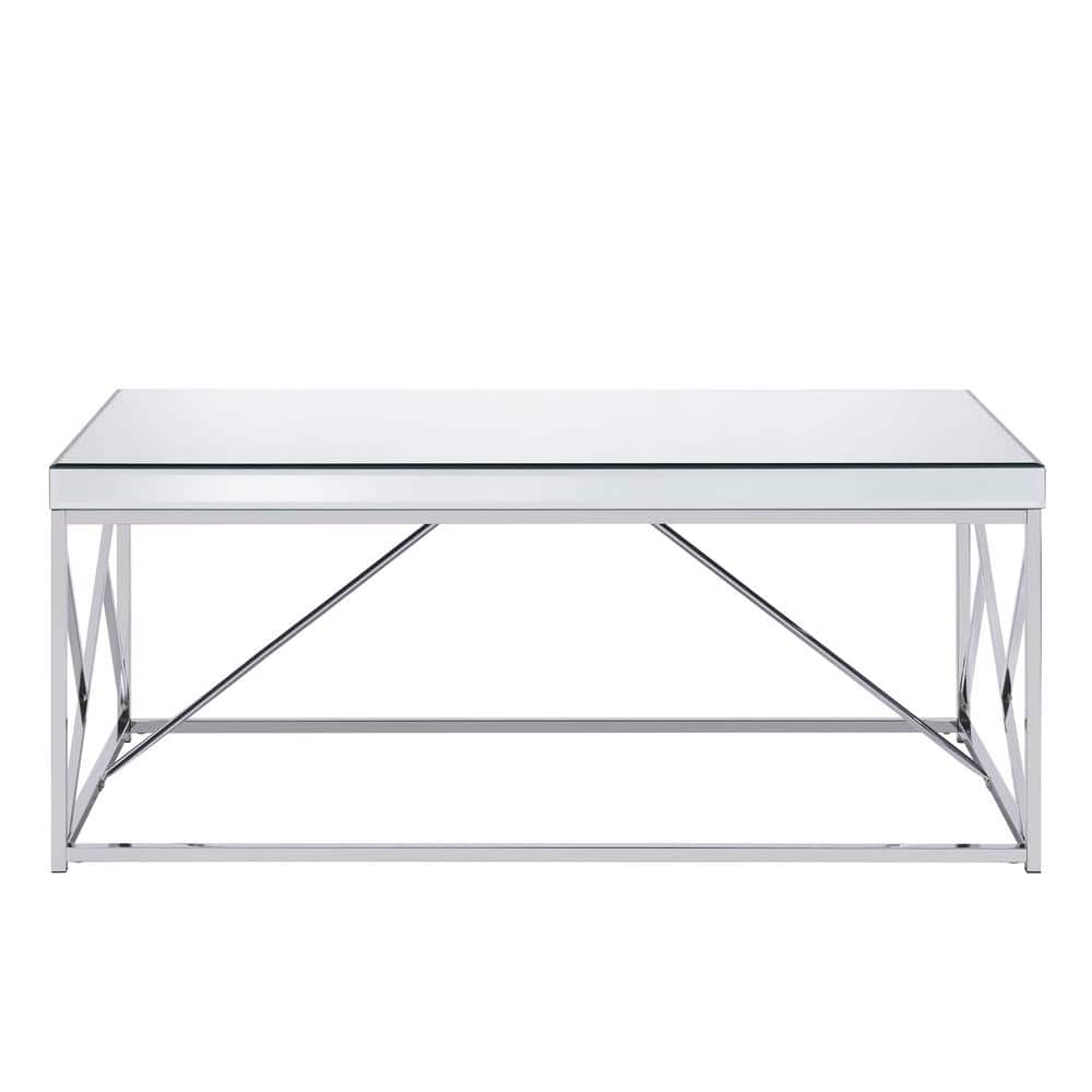 Evelyn Rectangular Chrome Mirrored Glass Cocktail Table