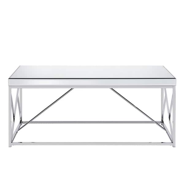 Steve Silver Evelyn Chrome Mirror Top Cocktail Table