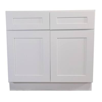 Brookings Plywood Ready to Assemble Shaker 42x34.5x24 in. 2-Door 2-Drawer Base Kitchen Cabinet in White