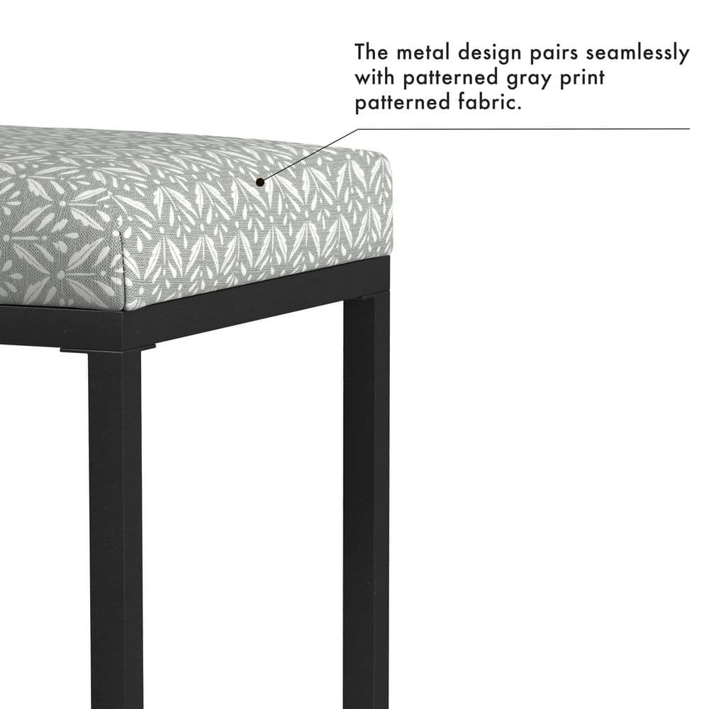 24-Inch Backless Light Gray Print Metal Counter Stool