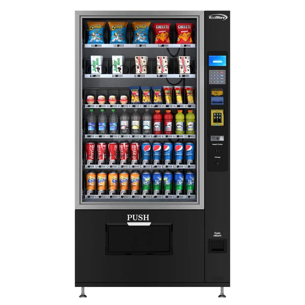 41 in. Refrigerated Vending Machine, 60-Slots with CC reader, Coin and Bill Acceptor in Black, 75 cu. ft.