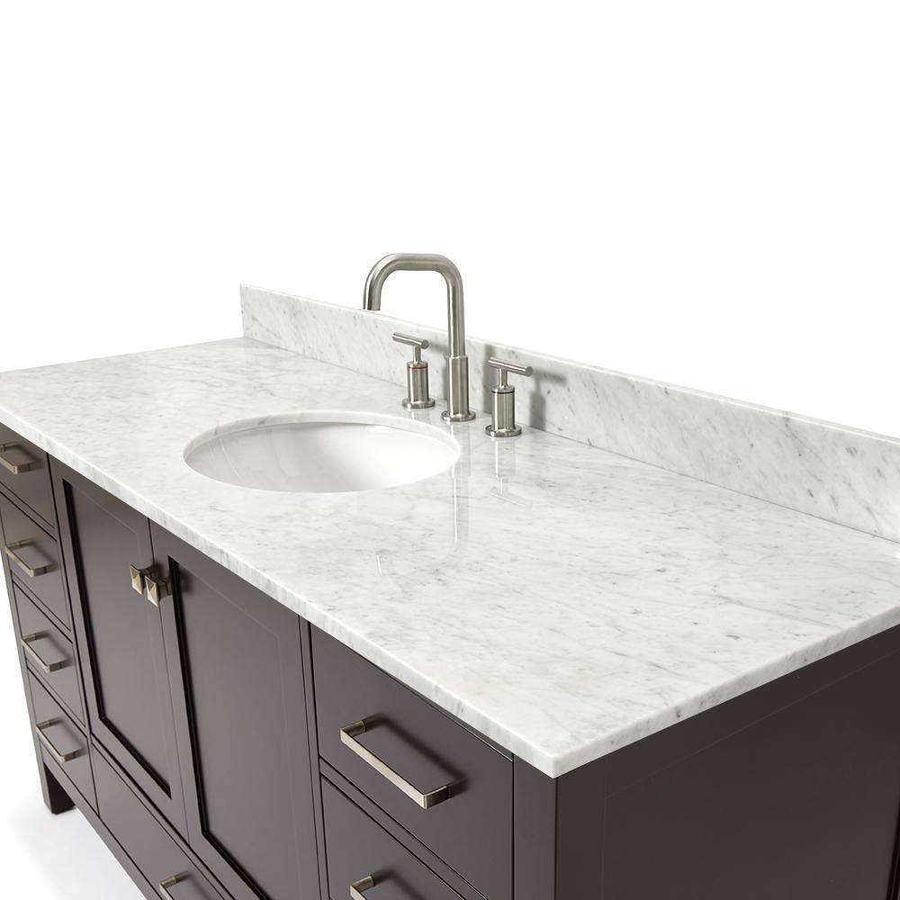 Espresso Wood 61" Single Basin Vanity with Marble Top