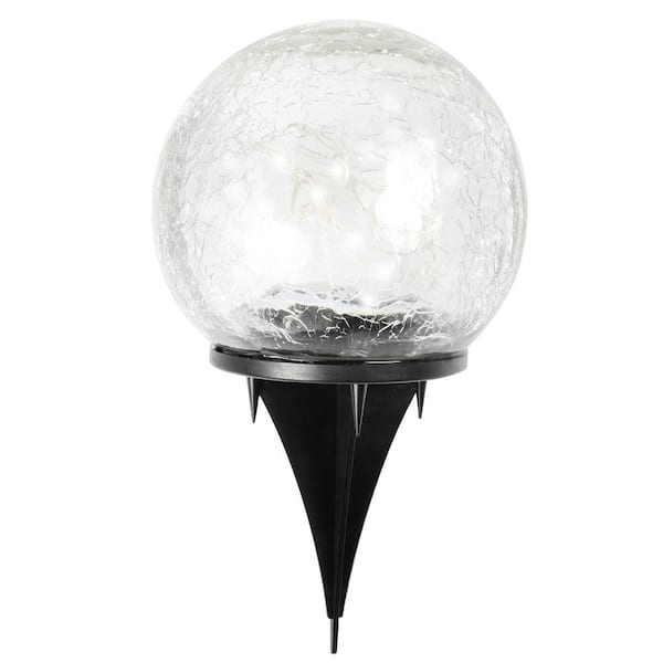 Solar Glass Ball Globe White Color Changing Outdoor Garden Table LED Light 
