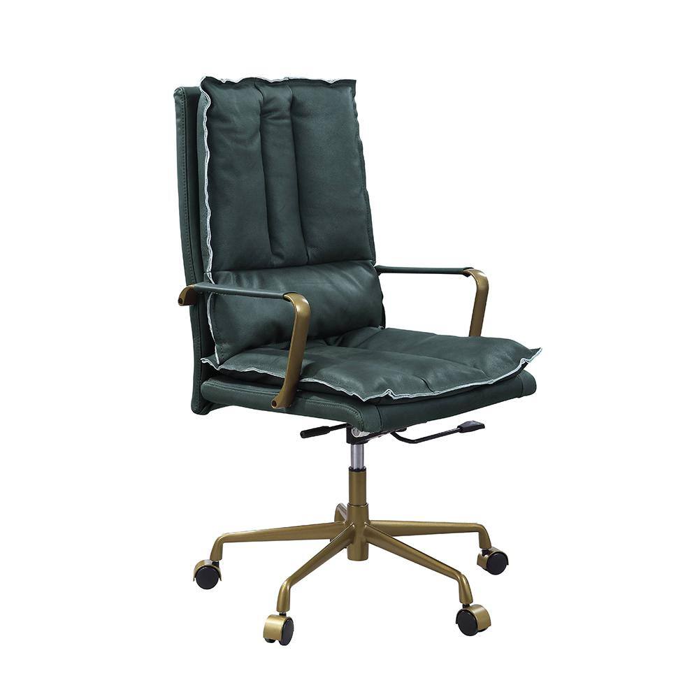 Luxurious Dark Green Top Grain Leather Executive Swivel Chair